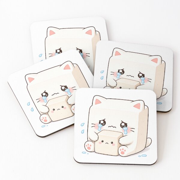 Item preview, Tofu Neko cries and hugs tofu designed and sold by VisionCrafft.