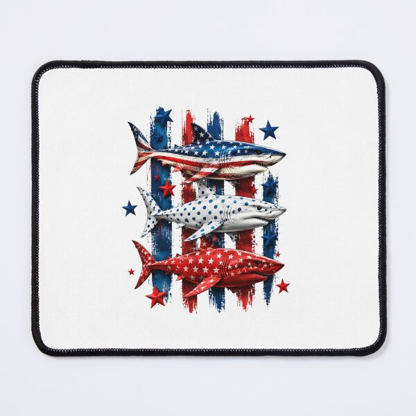 Item preview, Patriotic Shark Art with Stars and Bold USA Colors designed and sold by FormalDehyena.
