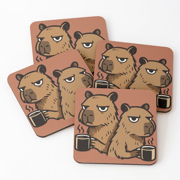 Item preview, Coffee Drinking Capybaras designed and sold by Ghost on Toast.