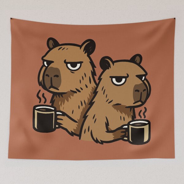 Item preview, Coffee Drinking Capybaras designed and sold by Ghost on Toast.