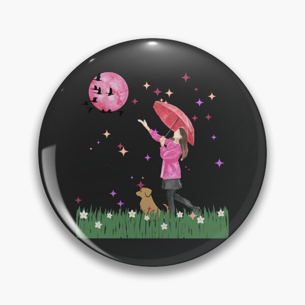 Item preview, Magical Night Walk - Girl with Umbrella and Dog Watercolor designed and sold by SeJaa.