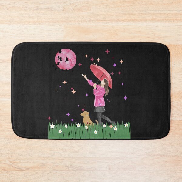 Item preview, Magical Night Walk - Girl with Umbrella and Dog Watercolor designed and sold by SeJaa.