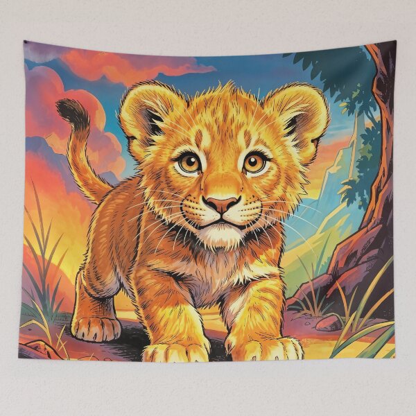 Item preview, Cute Lion Cub in Savanna designed and sold by Pioneer Spirit Market.