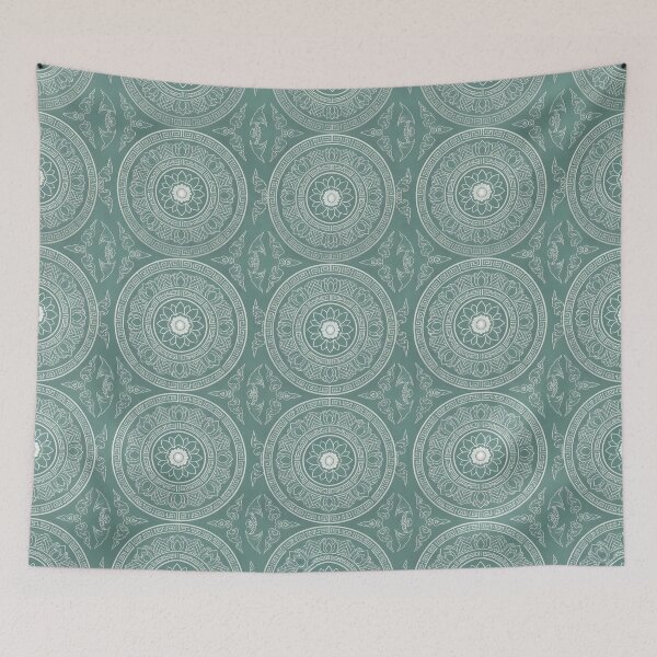 Item preview, Mint Celadon & White Mandala | Seamless Traditional Korean Dancheong Pattern (Summer Collection) designed and sold by SOOstudio73.