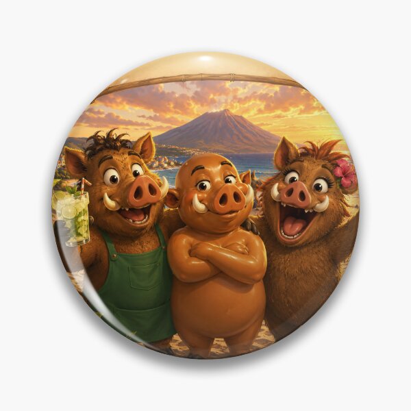 Item preview, Three Wild Boar Friends at Sunset — Tenerife Canary Islands designed and sold by CanaryVibesArt.