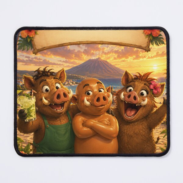 Item preview, Three Wild Boar Friends at Sunset — Tenerife Canary Islands designed and sold by CanaryVibesArt.