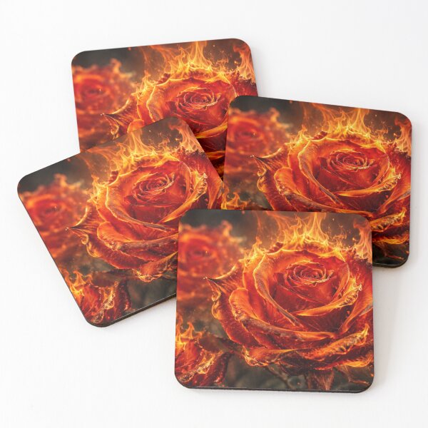 Item preview, Fire Roses | Burning Red Orange Floral Wall Art designed and sold by WitchyBotanicaArt.