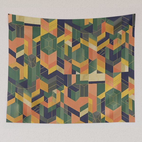 Item preview, Deep Forest Retro Geometric Art Pattern (Traditional K-Aesthetic) designed and sold by SOOstudio73.
