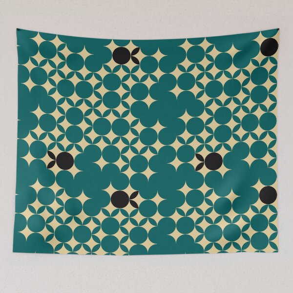 Item preview, Beige Seventies pattern with black fruits in a green background  designed and sold by StefanStudioArt.