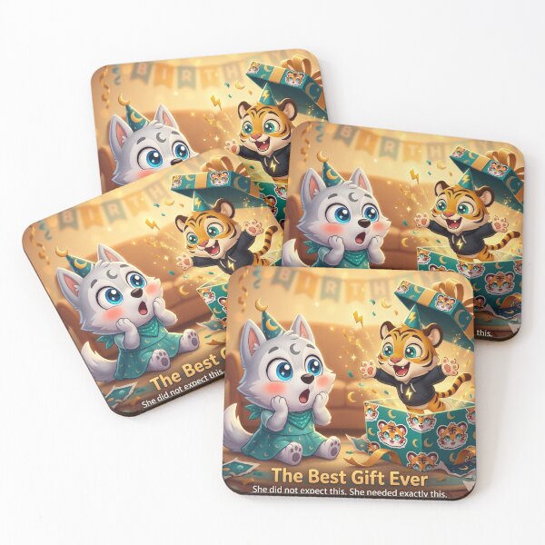 Item preview, Cute Tiger Wolf Birthday Girl Gift Surprise Box Animal Art Poster Kids NeoTigLuna designed and sold by NeoTigLuna.