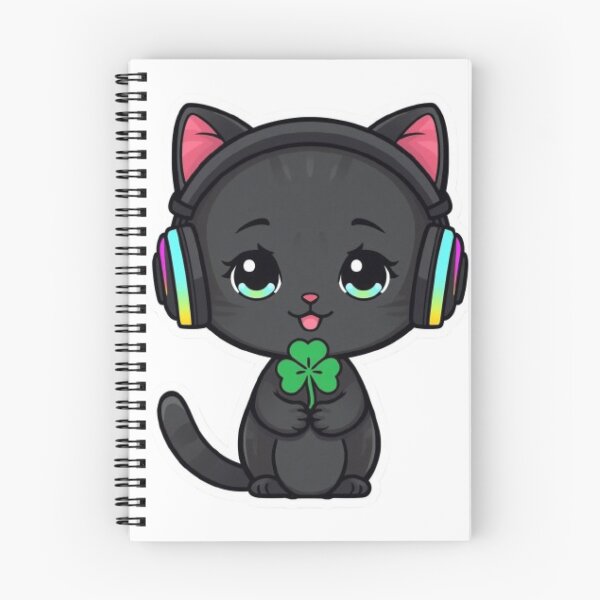 Item preview, Cute Lucky Gamer Cat Kawaii Sticker | Black Kitten with RGB Headphones designed and sold by Stylestickers55.