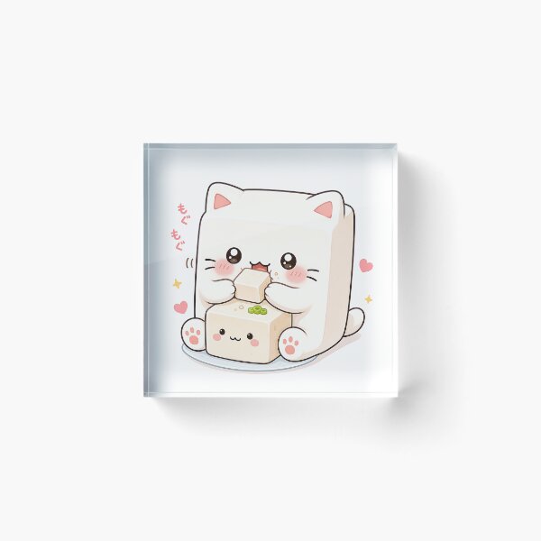 Item preview, Cute Tofu Neko eats tofu designed and sold by VisionCrafft.