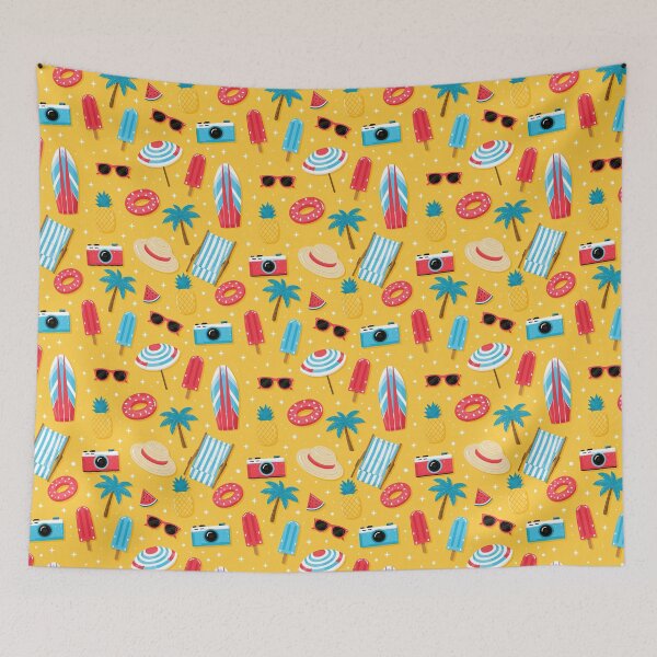 Item preview, Sunny Summer Pattern – Tropical Beach Icons designed and sold by helgekerler.
