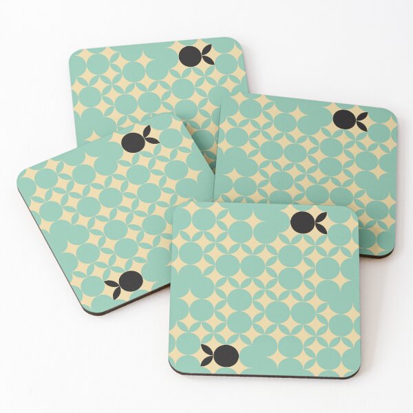 Item preview, Beige Seventies pattern with black fruits in a light green background  designed and sold by StefanStudioArt.