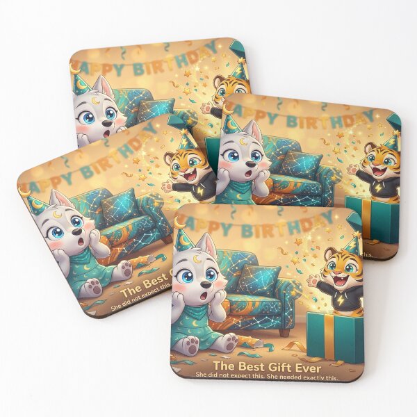 Item preview, Cute Tiger Wolf Girls Room Decor Birthday Surprise Poster Kids Wall Art NeoTigLuna designed and sold by NeoTigLuna.