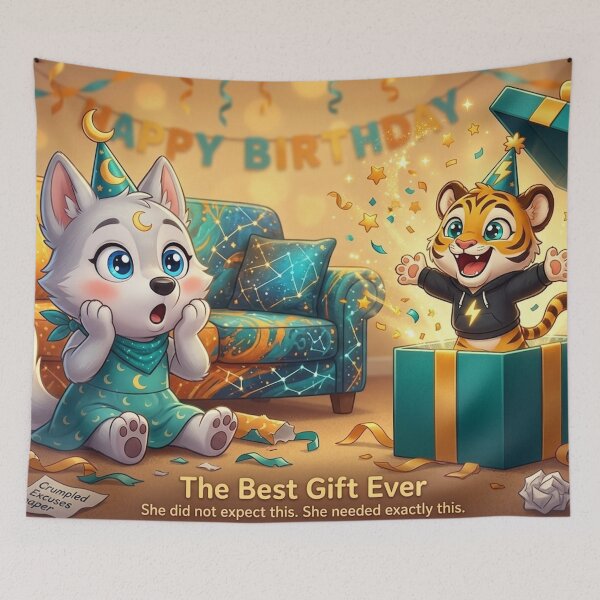 Item preview, Cute Tiger Wolf Girls Room Decor Birthday Surprise Poster Kids Wall Art NeoTigLuna designed and sold by NeoTigLuna.