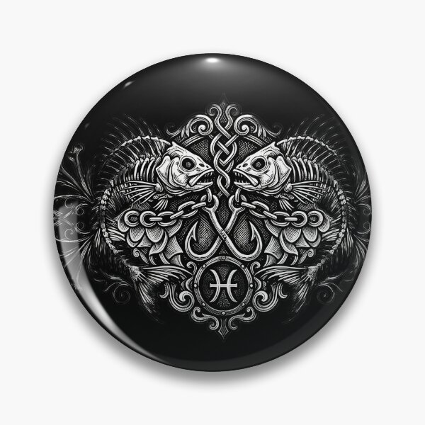 Item preview, Pisces Zodiac Gothic Tribal Ornament Vignette designed and sold by DarkOriginArts.