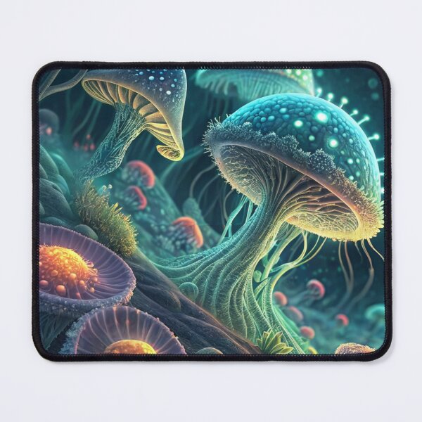Item preview, Enchanted Landscape of Neon Glowing Mushrooms designed and sold by Szpaku desart .