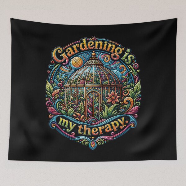 Item preview, Gardening Is My Therapy Colorful Greenhouse Art designed and sold by Victor Shadehorn.