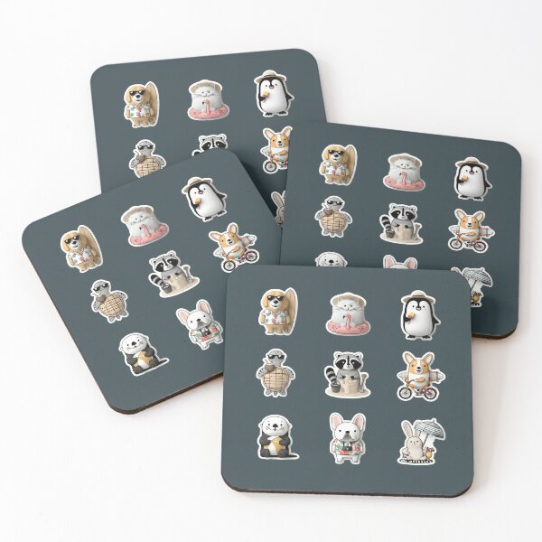 Item preview, Cute Summer Beach Animals Sticker Pack designed and sold by MegaNovaArt.