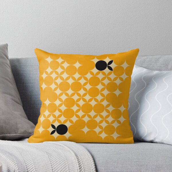 Item preview, Beige Seventies pattern with black fruits in a yellow background  designed and sold by StefanStudioArt.
