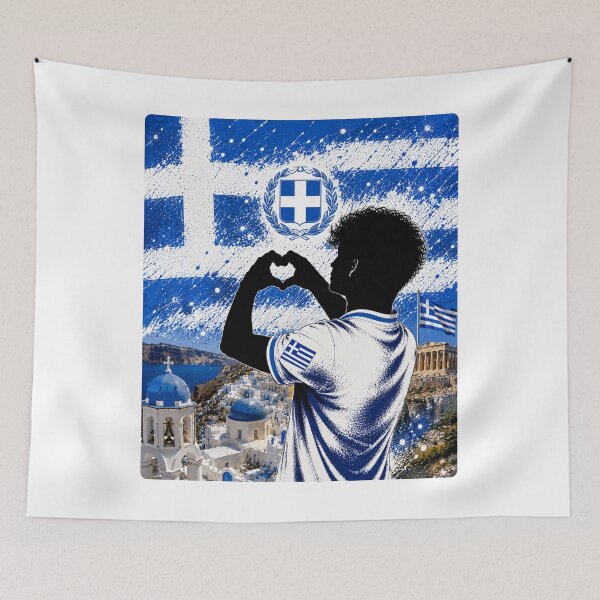 Item preview, Greece Pride Heart Hands Art designed and sold by BagFactoryUK.