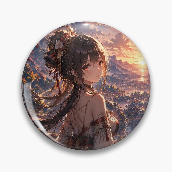 Item preview, Autumn Sunset Anime Girl with Red Umbrella designed and sold by AetherShards.