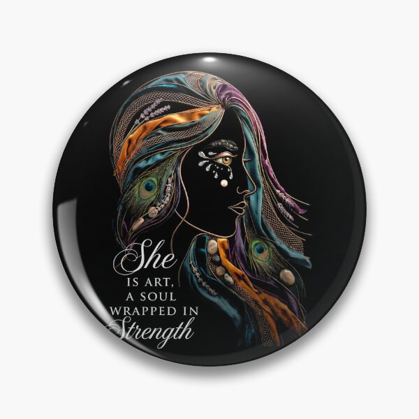 Item preview, She Is Art A Soul Wrapped In Strength - Peacock Line Art Portrait designed and sold by IXM_CREATION.
