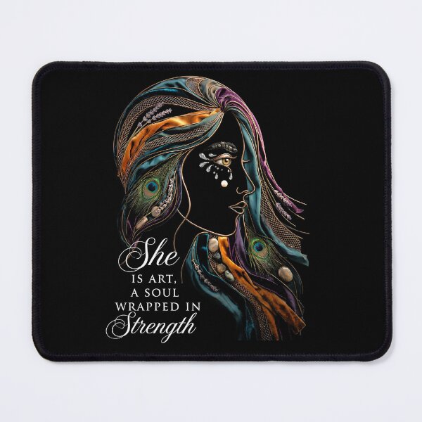 Item preview, She Is Art A Soul Wrapped In Strength - Peacock Line Art Portrait designed and sold by IXM_CREATION.