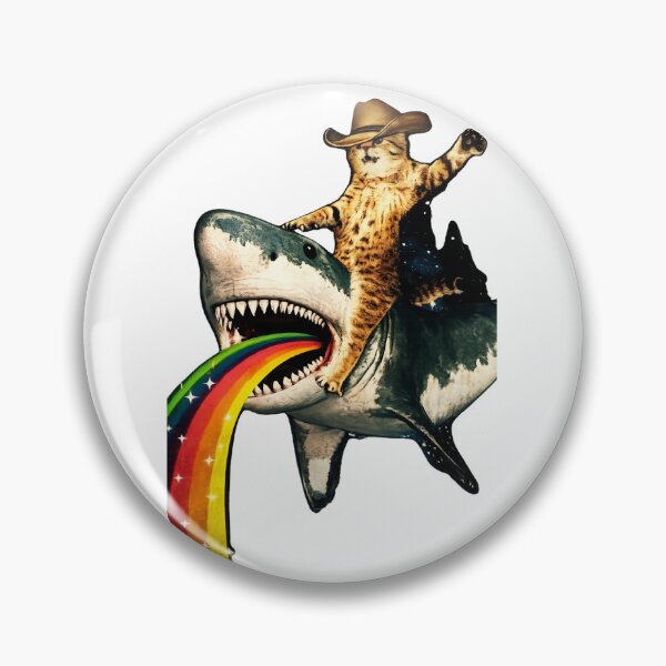 Item preview, Cowboy Cat Riding a Rainbow Shark | Chaotic Meme Aesthetic designed and sold by jeehh.