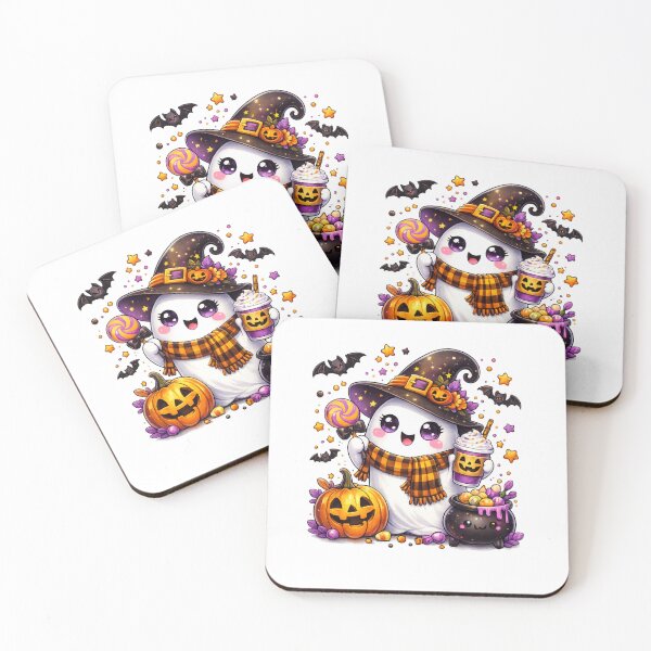 Item preview, Cute Kawaii Halloween Ghost Girl Sticker PNG | Pumpkin & Coffee Ghost | Transparent Background designed and sold by ashwin131.