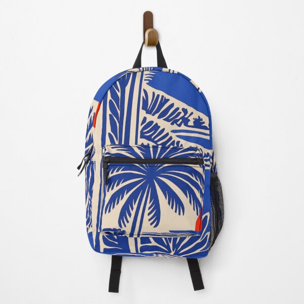 Item preview, Retro Tropical Sunset Beach Art Print | Blue & Orange Coastal Palm Trees Illustration | Vintage Summer Ocean Landscape Wall Decor designed and sold by RSDigitalPrintDesign.