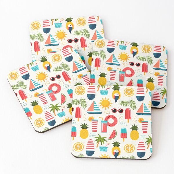 Item preview, Summer Vacation Pattern – Beach Holiday Icons designed and sold by helgekerler.