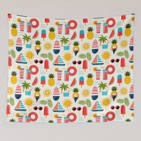 Item preview, Summer Vacation Pattern – Beach Holiday Icons designed and sold by helgekerler.