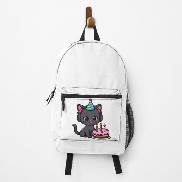 Item preview, Cute Birthday Gamer Cat Kawaii Sticker | Black Kitten with RGB Headphones designed and sold by Stylestickers55.