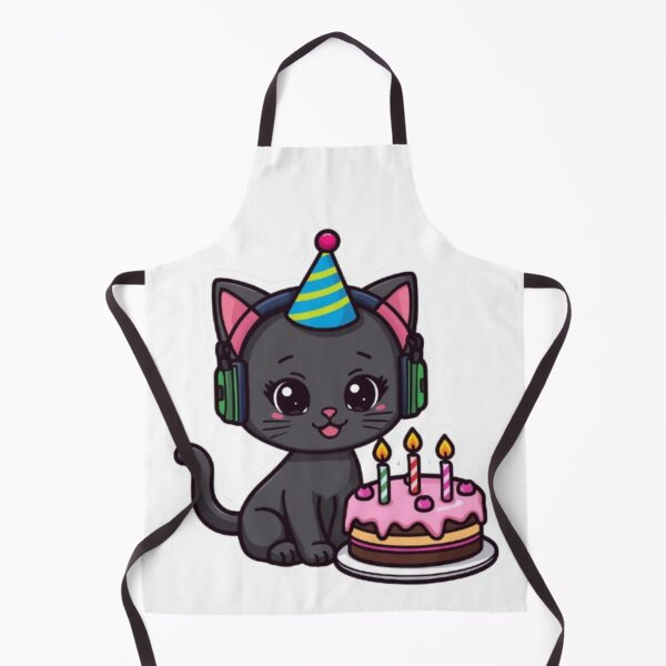 Item preview, Cute Birthday Gamer Cat Kawaii Sticker | Black Kitten with RGB Headphones designed and sold by Stylestickers55.