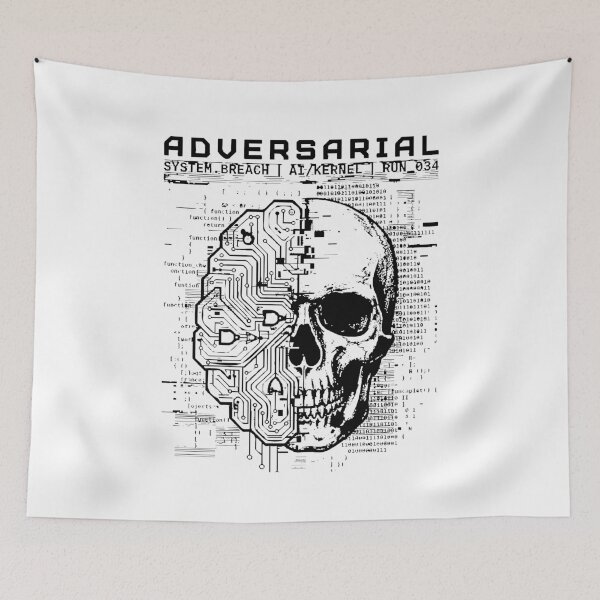 Item preview, Adversarial Cyberpunk Skull T-Shirt - AI Circuit Brain Streetwear Graphic Tee - Tech Wear System Breach Apparel, Futuristic Matrix Code Hacker Shirt, Edgy Edgy Alt Clothing designed and sold by justyna-s28.