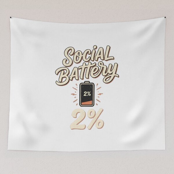 Item preview, Social Battery 2% Funny Introvert T-Shirt designed and sold by softmind studio.