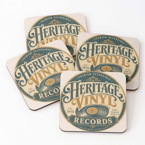 Item preview, Heritage Vinyl Records - Vintage Record Label Logo designed and sold by Golden Era Studio.