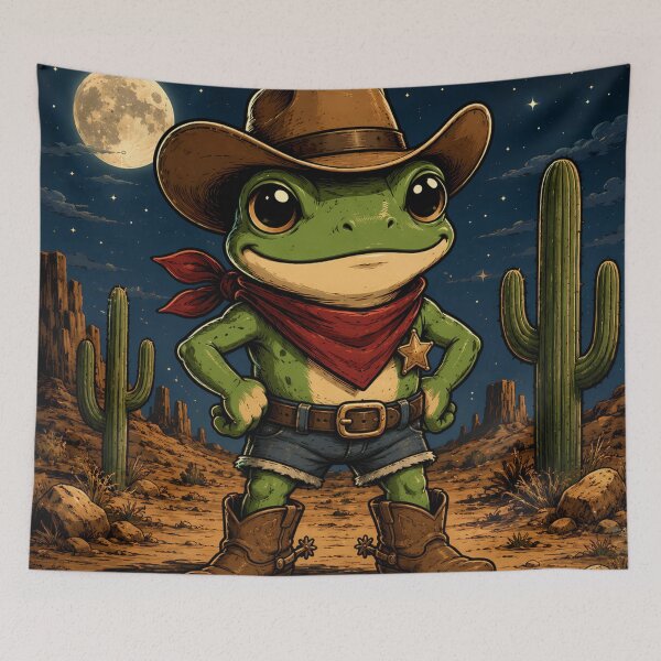 Item preview, Cute Cowboy Frog Under the Moon . Funny Western Desert Amphibian  designed and sold by aminz4.