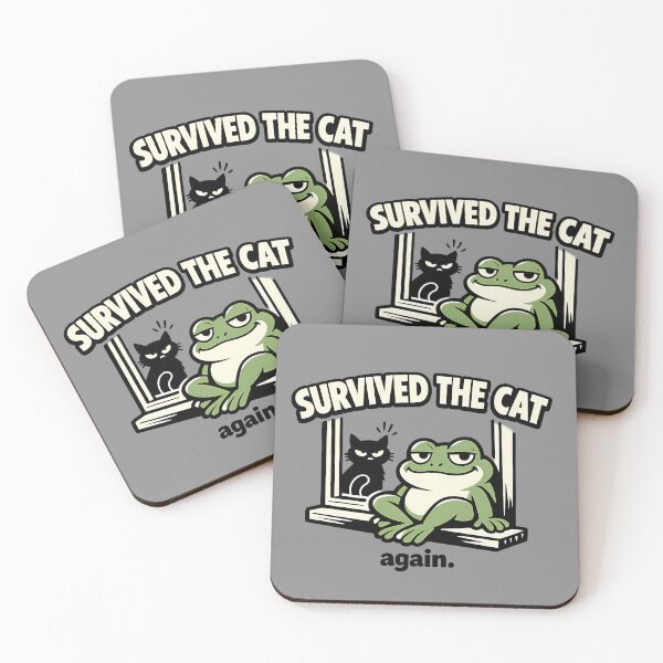 Item preview, Survived The Cat Again Funny Frog Meme designed and sold by Moss & Mellow.
