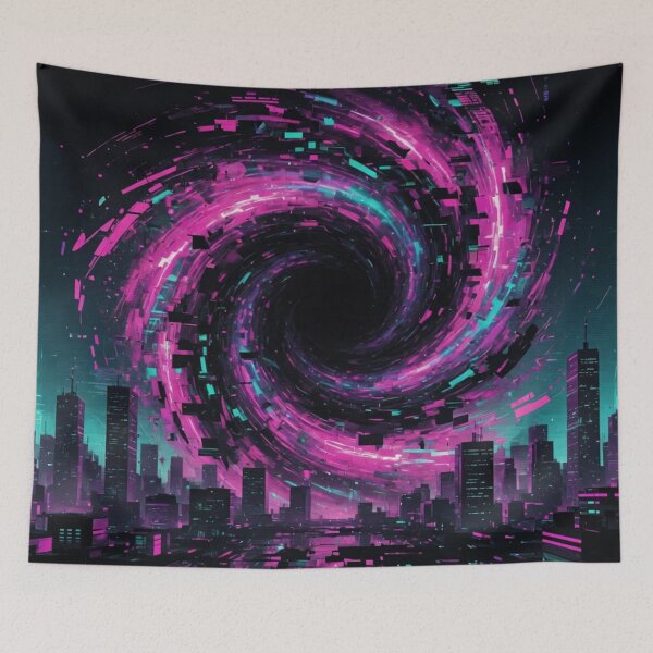 Item preview, Cyberpunk Neon Vortex Over City designed and sold by Pioneer Spirit Market.