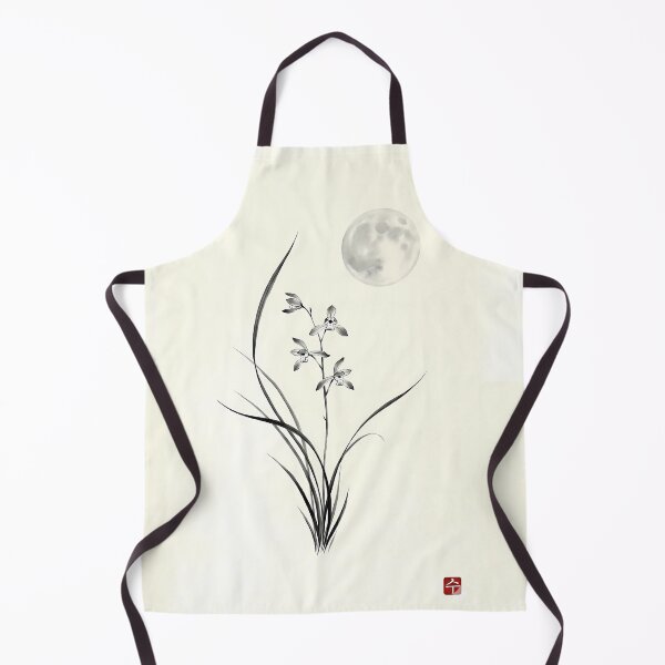 Item preview, Serene Moon & Elegant Ink Orchid - Minimalist Zen Art | SOO studio73 designed and sold by SOOstudio73.