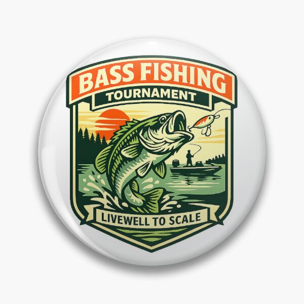 Item preview, Vintage Bass Fishing Tournament Badge Largemouth Bass Lure Lake Angler Fisherman Gift designed and sold by The Junto Shop.
