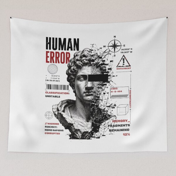 Item preview, Human Error Cyberpunk T-Shirt - Vaporwave Glitch Art Greek Statue Bust Tee - Brutalist Techwear Apparel, Edgy Hacker Graphic Shirt, Anime Alt Clothing, Data Decay Streetwear designed and sold by justyna-s28.