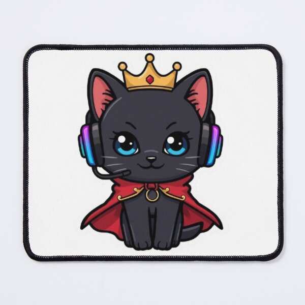 Item preview, Cute Royal Gamer Cat Kawaii Sticker | Black Kitten with Golden Crown designed and sold by Stylestickers55.