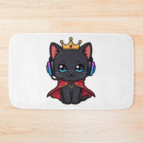 Item preview, Cute Royal Gamer Cat Kawaii Sticker | Black Kitten with Golden Crown designed and sold by Stylestickers55.