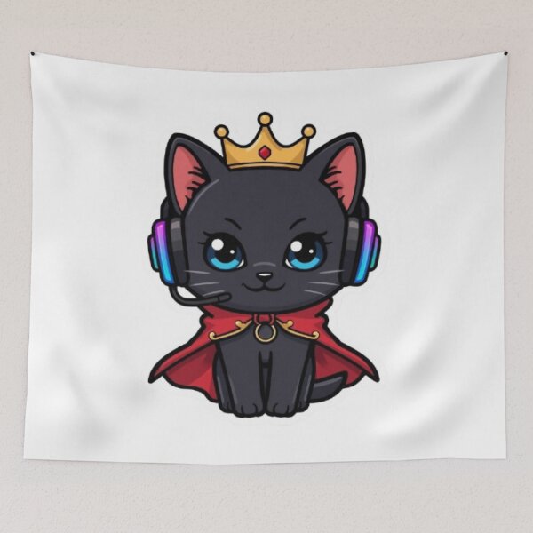 Item preview, Cute Royal Gamer Cat Kawaii Sticker | Black Kitten with Golden Crown designed and sold by Stylestickers55.