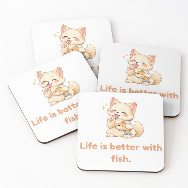Item preview, Life Is Better With Fish – Cute Kawaii Cat Lover Funny Pet Design designed and sold by Keep-Healing.