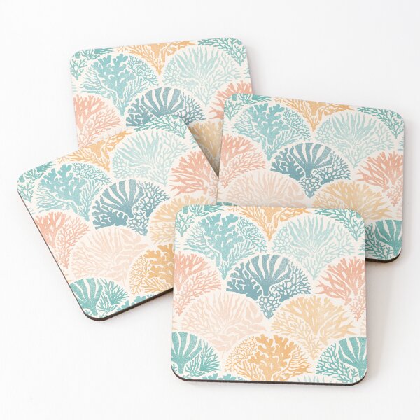 Item preview, Bohemian Coastal Coral Block Print Deco  designed and sold by Perrin Le Feuvre.